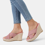 Women's Wedge Sandals with Crisscross Straps and Open Toe