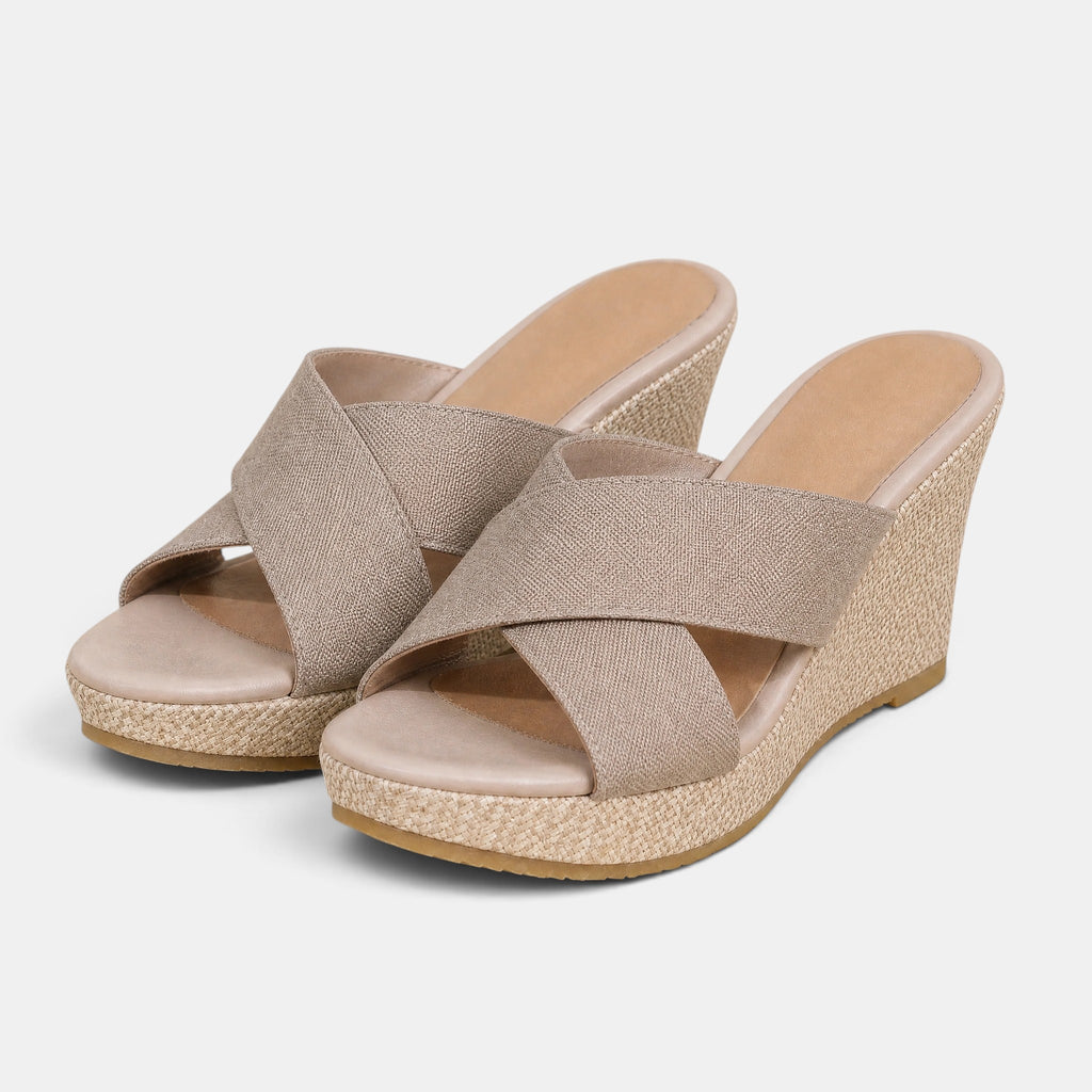 Women's Wedge Sandals with Crisscross Straps and Open Toe