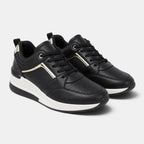 Women's Wedge Sneakers with Thick Sole and Lace Up Closure